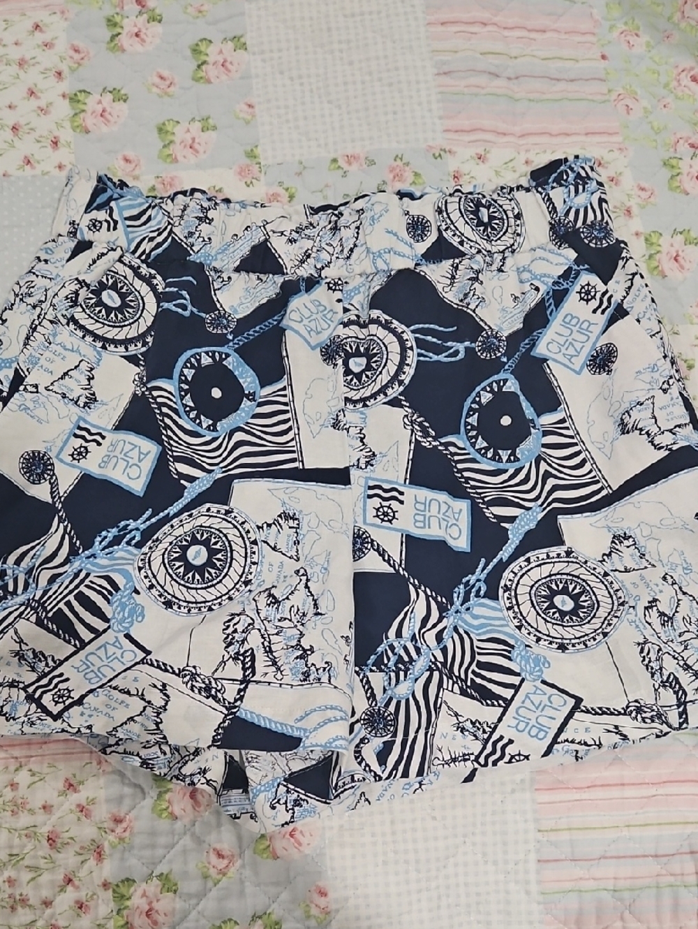 Talbots Navy and Light Blue Nautical Print Culotte  Shorts